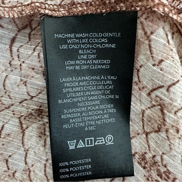 Anthropologie Snake Print Ruffled V Neck Long Sleeve Top Blouse Small Sheer NWT - Picture 6 of 10